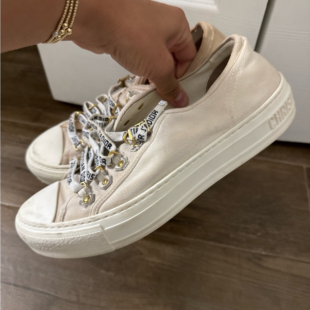 Dior cream canvas sneakers